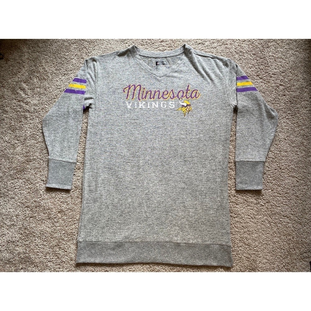 NFL Vikings Lounge Sleepwear Women XL Soft Comfy Lagen Long V Neck MN s58
